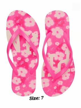 🎀 Victoria's Secret PINK Spray Floral Flip Flops Women’s 🎀 Sz 7 • NWT 😍